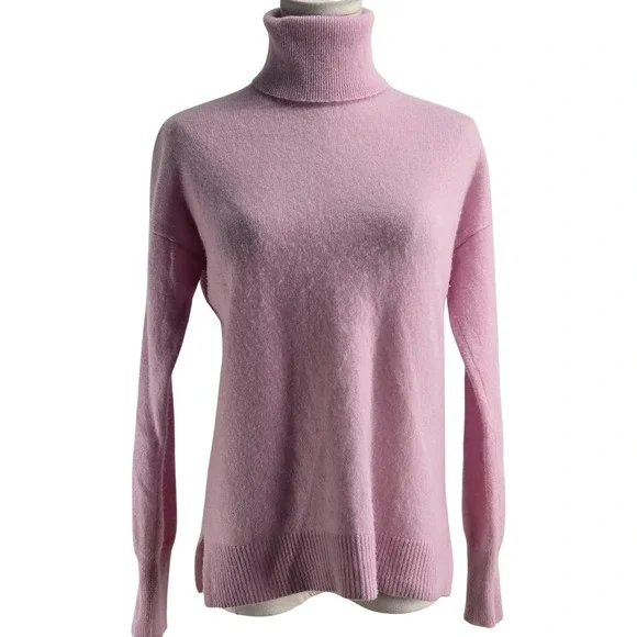 Nordstrom Sweater Pullover Womens L Pink 100% Cashmere‎ Turtleneck Lightweight
