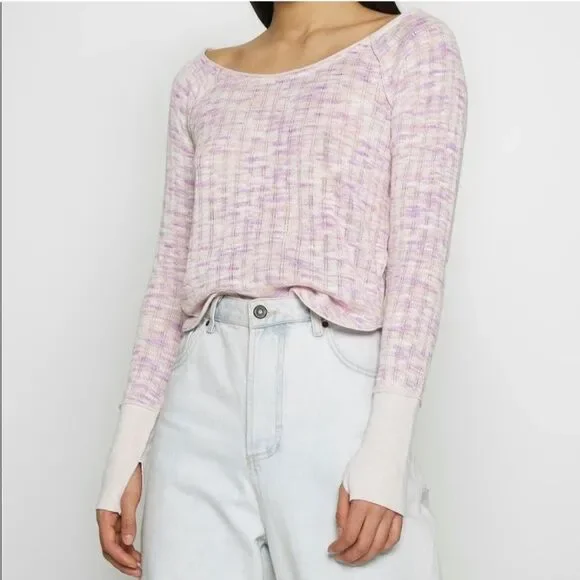 NWT Free People Spaced Out Long Sleeve-pink In Pink Combo 🌺