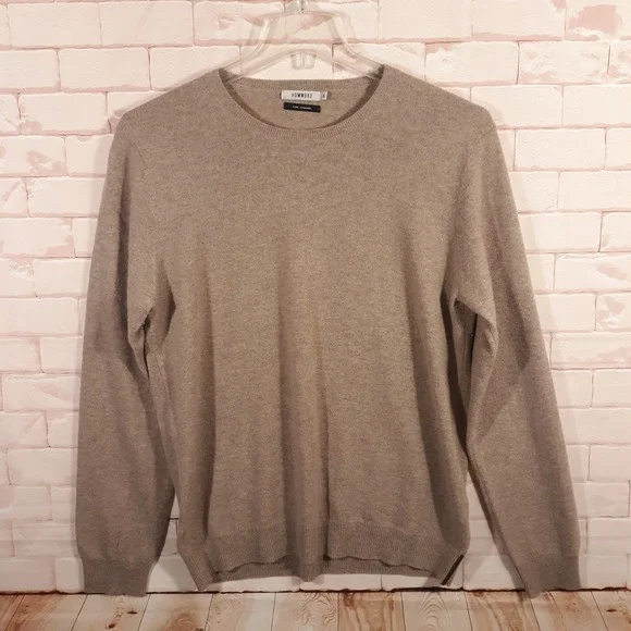 Hommard 100% Cashmere Mens Sweater Size XL Light Brown Crew Neck