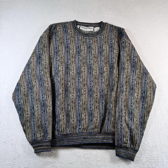 Vintage Jhane Barnes Sweater Mens Large Wool Multicolor Knit Crewneck 90s