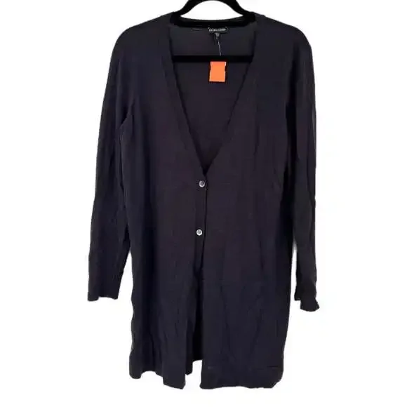 Eileen Fisher Purple Merino Wool Button-Up Cardigan | Size L