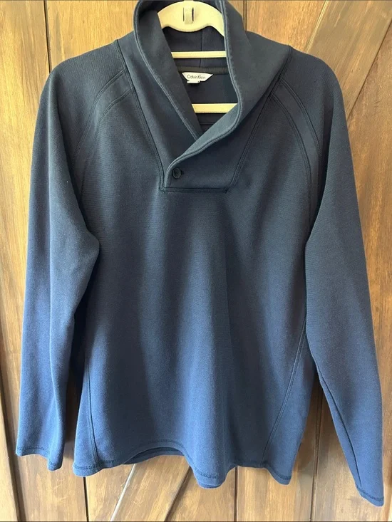 Calvin Klein Navy Shawl Collar Sweater