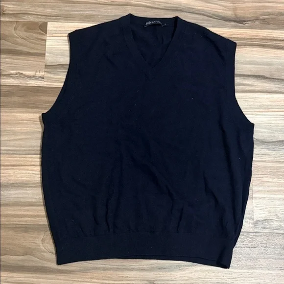 Stile Di Vita Sweater Vest Mens XL Navy 100% Merino Wool Classic Dad Golf