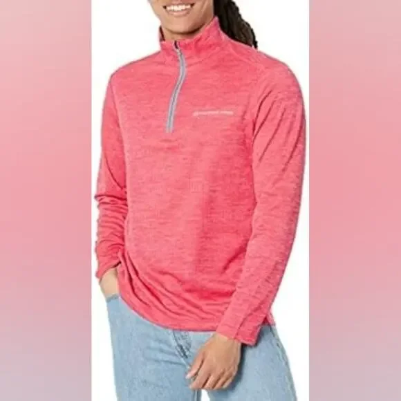 Vineyard Vines Mens Coral Zip-Up Sweater