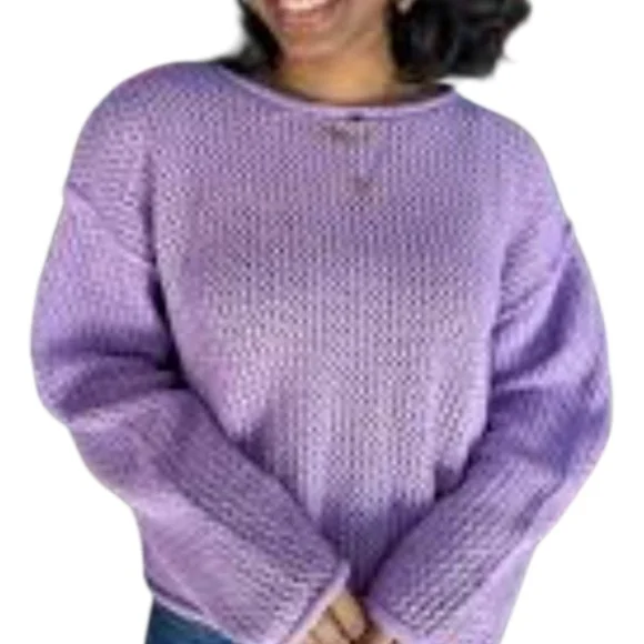 Zenana Outfitters New In Poly Lavender Knit Sweater Large PTP 30 Length 22