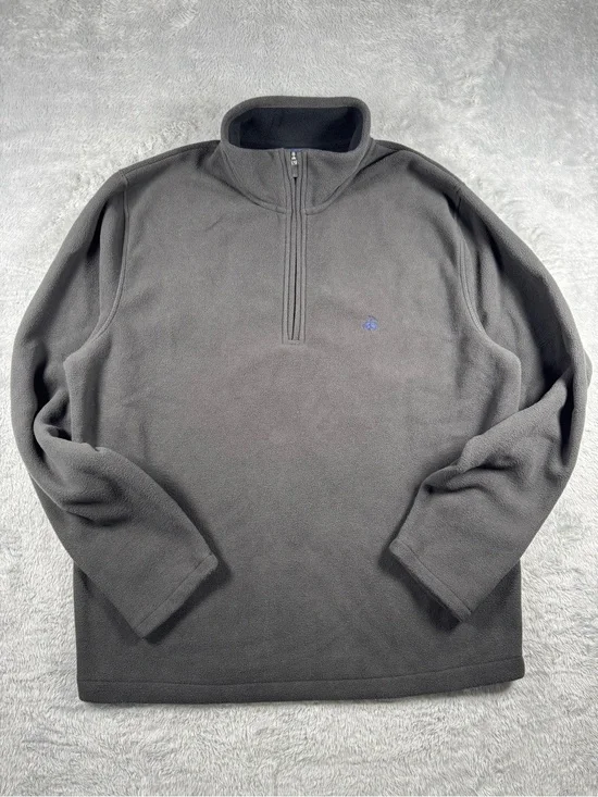 Brooks Brothers 346 Gray Fleece Quarter Zip Pullover Large