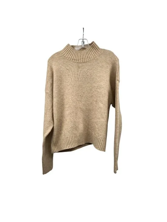 Double Zero Womens Knit Sweater Tan Mock Neck Size Large
