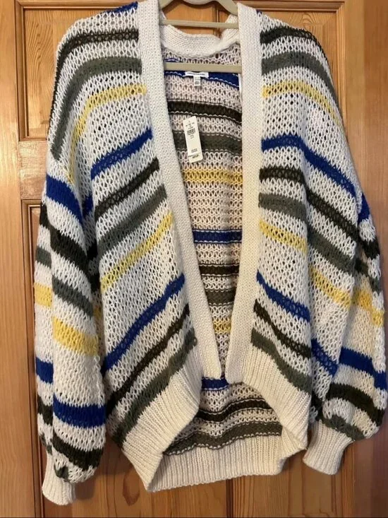Aerie Open Front Striped Knit Cardigan Size XS NWT