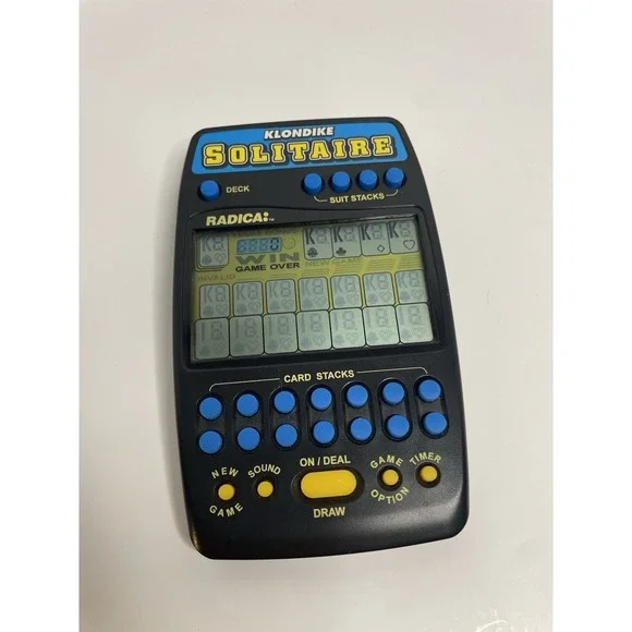 Radica Klondike Solitaire Electronic Model 2320 Handheld Travel Game Big Screen