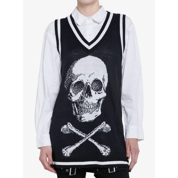Cosmic Aura Women’s Skull‎ Black Sweater Small