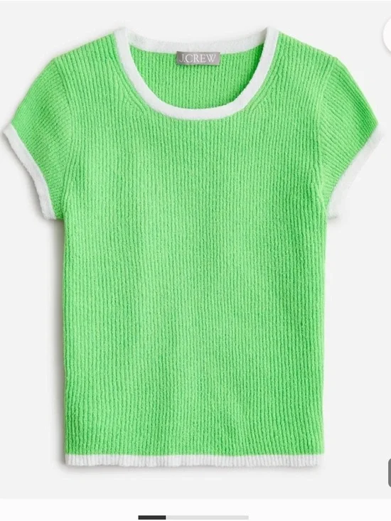 J Crew Ringer Capped Sleeve Sweater T-Shirt NWT