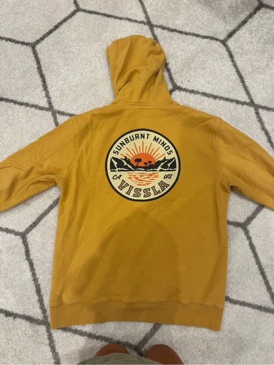 VISSLA Men’s Mustard Yellow Zip-Up Hoodie with Back Graphic