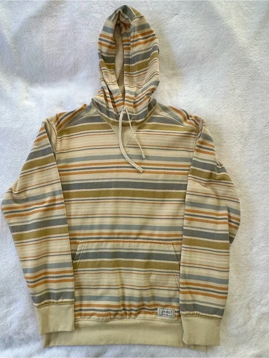 Eddie Bauer Beige Striped  Pullover Sweatshirt Adult Small