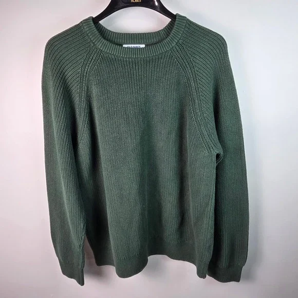 Old Navy Crewneck Sweater Mens XL Green LS Better Crew Cotton Knit