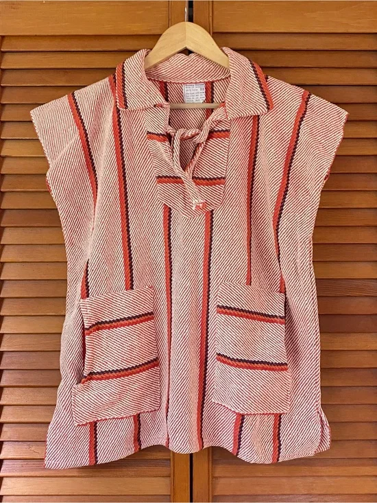 Mexican Top Women's Size Medium Baja Surfer Sleeveless Sweater Drug Rug Pullover