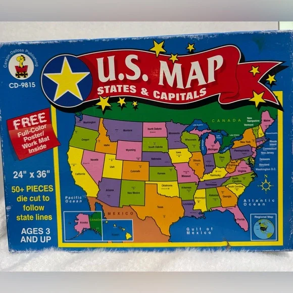 Pre-Loved Carson Dellosa U.S. Map States & Capitals Educational Puzzle