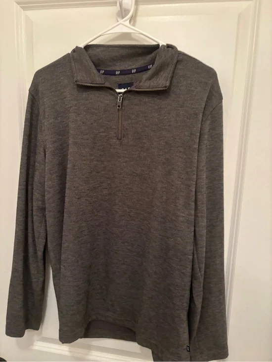 Men's Quarter-Zip Pullover Sweater - Gray GAP Men’s Gray Quarter Zip Pullover Sw
