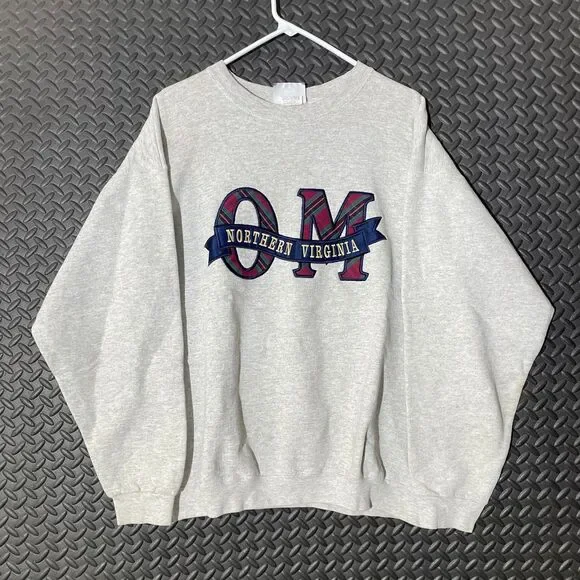 Vintage Northern Virgina Lee Ultra Weight Made In USA Gray Pullover Sweater Sz L