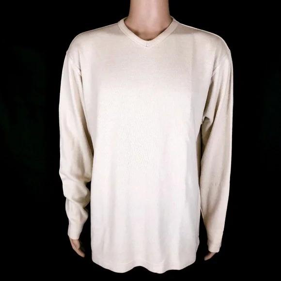 Wrangler Men Sweater V-neck Knit Long Sleeves Cream Size L - NWT