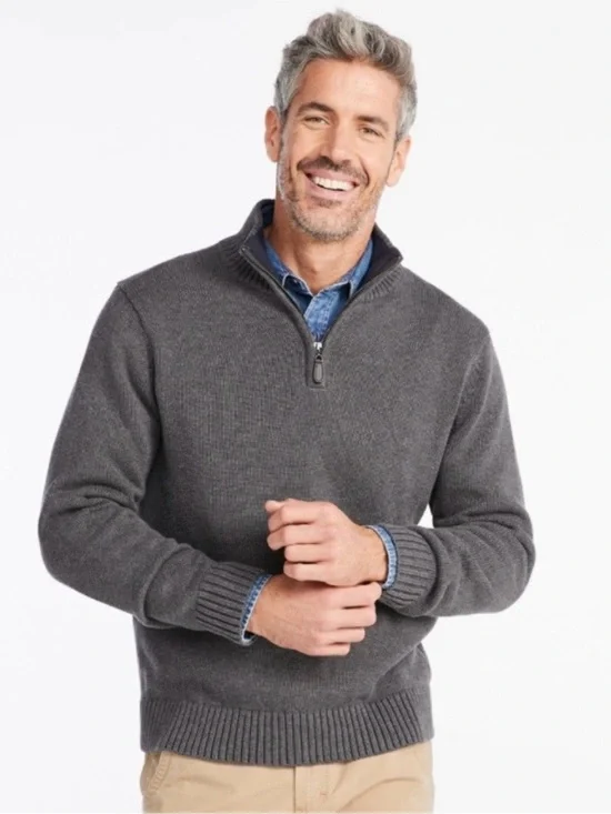 L.L. Bean Men's Charcoal Gray Half-Zip Sweater