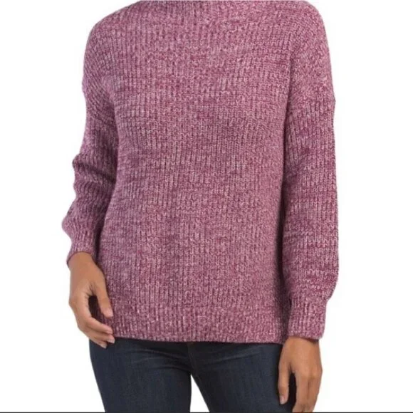 Cupcakes and Cashmere Women's NWT Pink Chunky Knit Balloon Mock Sweater Medium