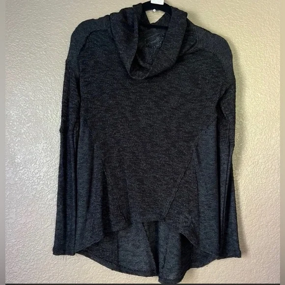 Free People Black Knit High Low Cowl neck Sweater