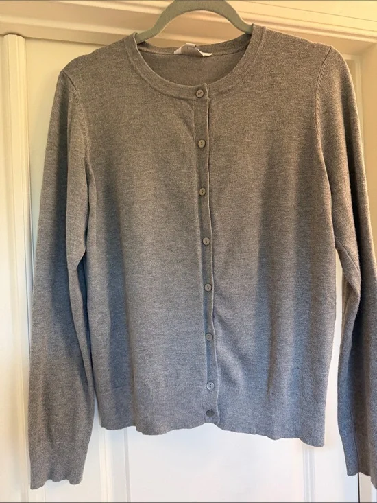 Light Gray Button-Front Cardigan