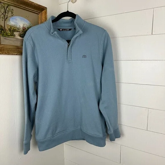 Travis Mathew Men's Hideaway Golf Sweater Blue Faded Denim Size Small