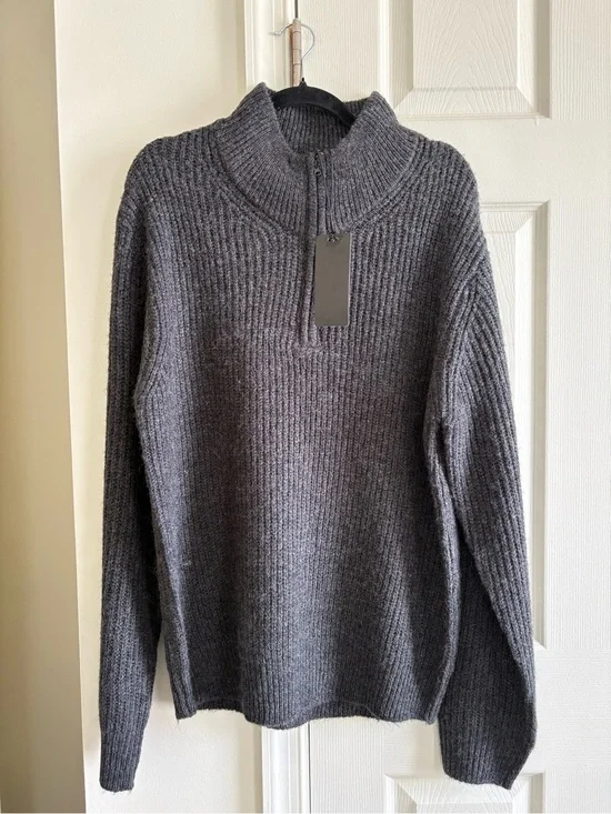 Silver Jeans Co. Men's Mock Neck 1/4 Zip Solid Knit Sweater Heather Black Size M