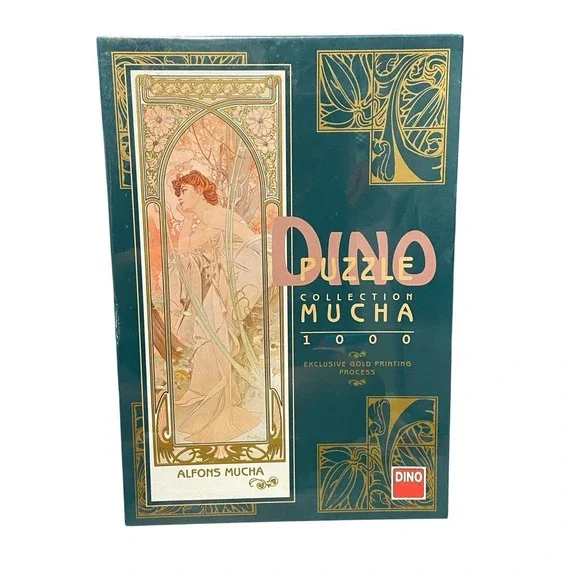 Dino Puzzle Collection Mucha 1000 Pc Sealed Gold Printing Art Nouveau