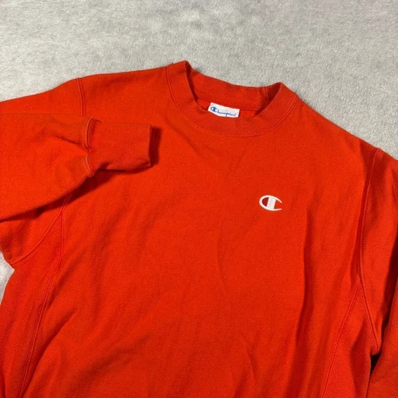 Champion Sweatshirt Mens Small Orange Reverse Weave GF569 MXK Pullover Crewneck
