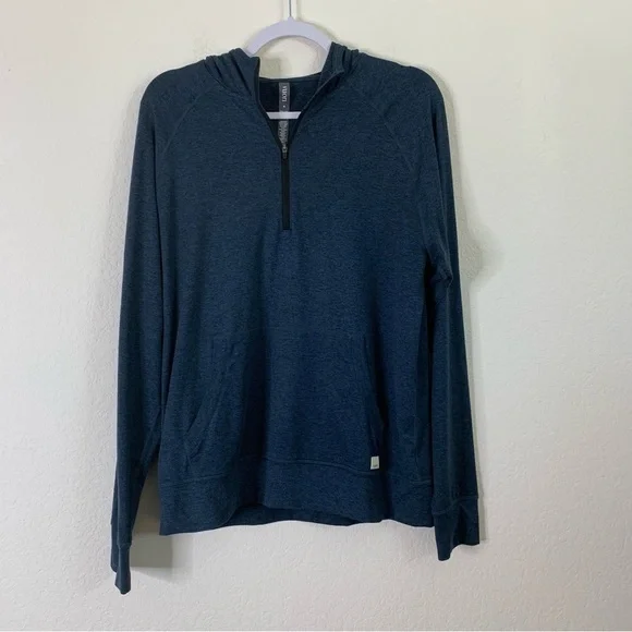 Vuori Mens blue Ponto performance 1/4 zip up hoodie M V244