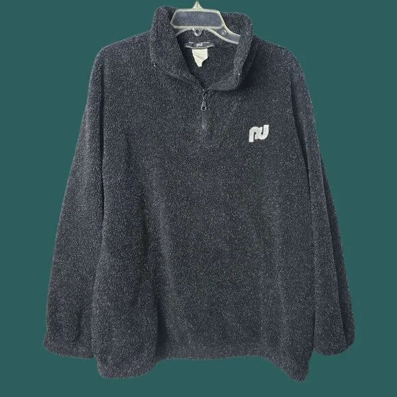 Porsche Design Vtg Pullover Sweater W/ Quarter-Zip & Embroidered Logo Blk Large