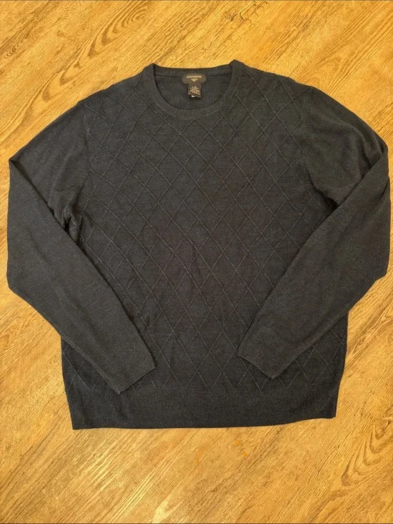 Dockers Men's Navy Diamond-Texture Crewneck Sweater