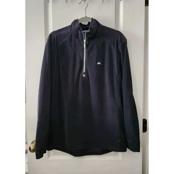 Tommy Bahama Sweater Mens  1/4 Quarter Zip Sweatshirt Pullover Black Size‎ M