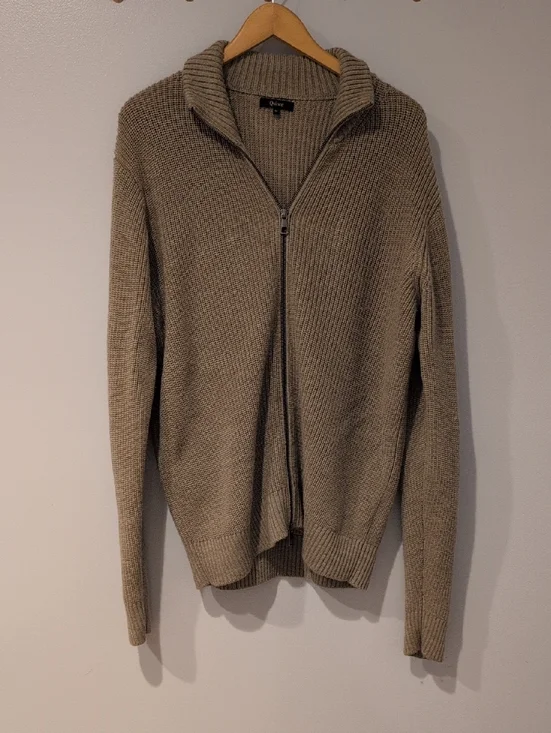 Quince Australian Merino Wool Full Zip Sweater Size Medium Malted Toffee