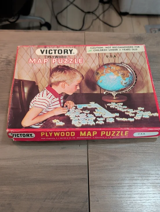 Vintage Victory Plywood Map Puzzle