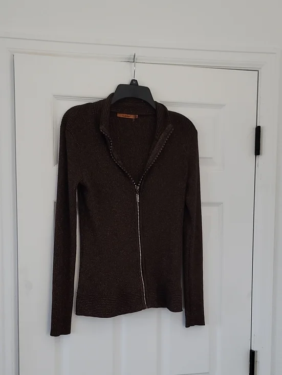 Belldini Chocolate Brown Zip-Up Cardigan