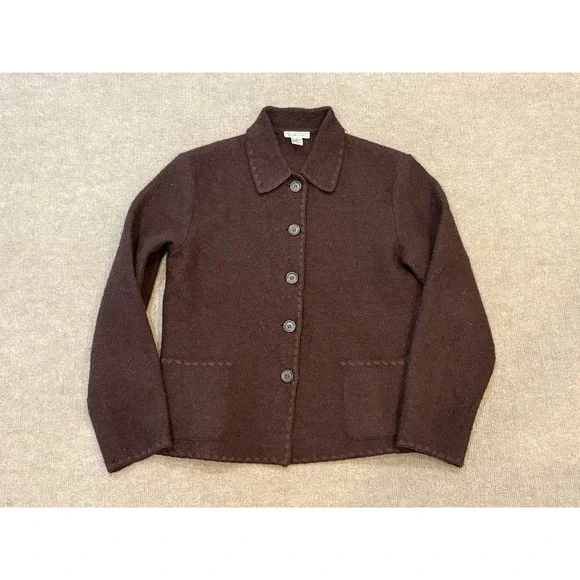 VTG Vintage Talbots Women's Cardigan 100% Merino Wool Size Large Brown