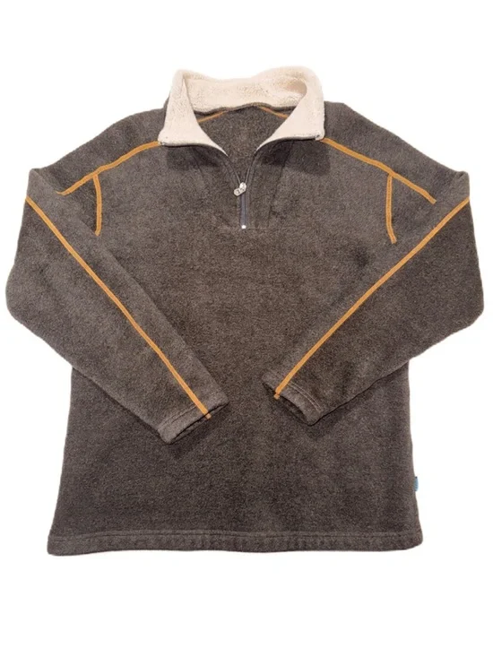 Kuhl Europa Large Men Quarter-Zip Fleece Pullover Brown Sweater EUC