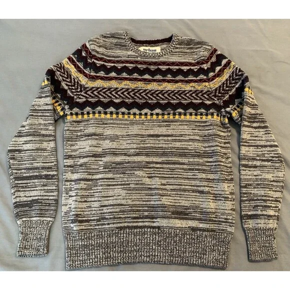 Urban Pipeline Sweater Men's Large‎ Gray/Multicolor Striped Cotton Blend
