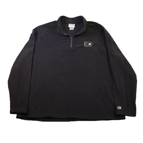 Champion Mens 2XL Quarter Zip Fleece Philadelphia Flyers Black NHL Pullover