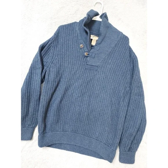 Duluth Trading Pullover Mens Large Shawl High Neck Infantry Ribbed Wool Blend L