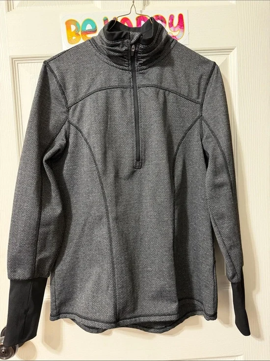 Athletic Works Black and Gray Zip-Up Half Collar Sweater