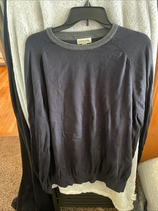 St. John's Bay Navy Crewneck Sweater with Gray Rib Trim
