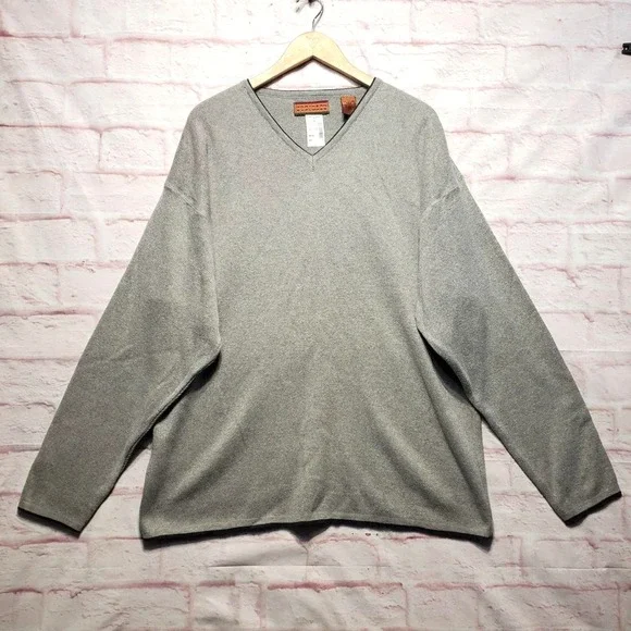 NWT Northern Explorer Sweater Mens‎ XL Gray Cotton V-Neck Knit Pullover Classic