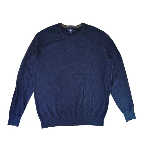 George Crew Neck Long Sleeve Sweater Mens Medium Blue Cotton Blend Casual‎