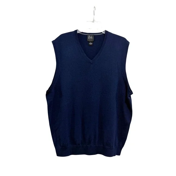 Jos. A. Bank Traveler Mens XL Navy Blue 100% Merino Wool V-Neck Sweater Vest