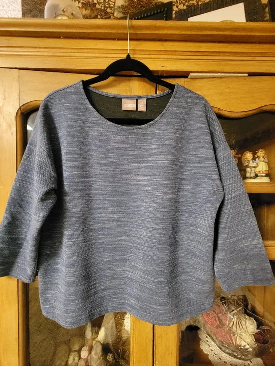 Chico's Heathered Blue Scoop Neck Knit Top