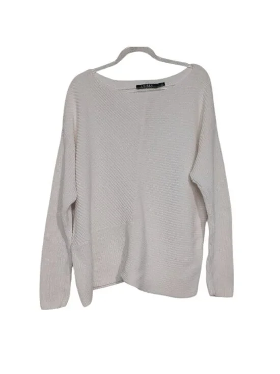Lauren Ralph Lauren Ribbed Sweater Womens Size Large White Neutral Coastal